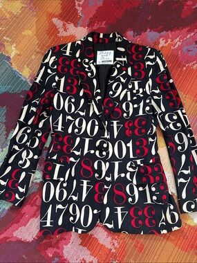 Moschino Black Blazer with Red & White Number Print